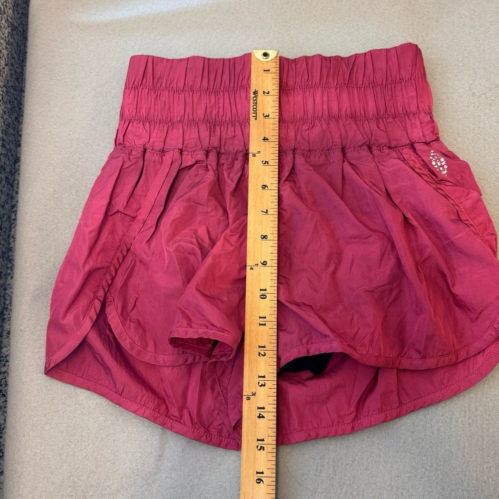 FP Movement Free People Movement Berry Red Smocked Waist Running Shorts | Size S